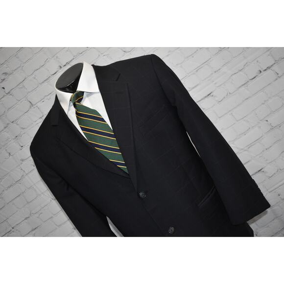 Tasso Elba Suit 2 Piece Mens Size Jacket 43 Reg Windowpane Plaid Pants 36 x 29 - Picture 14 of 14